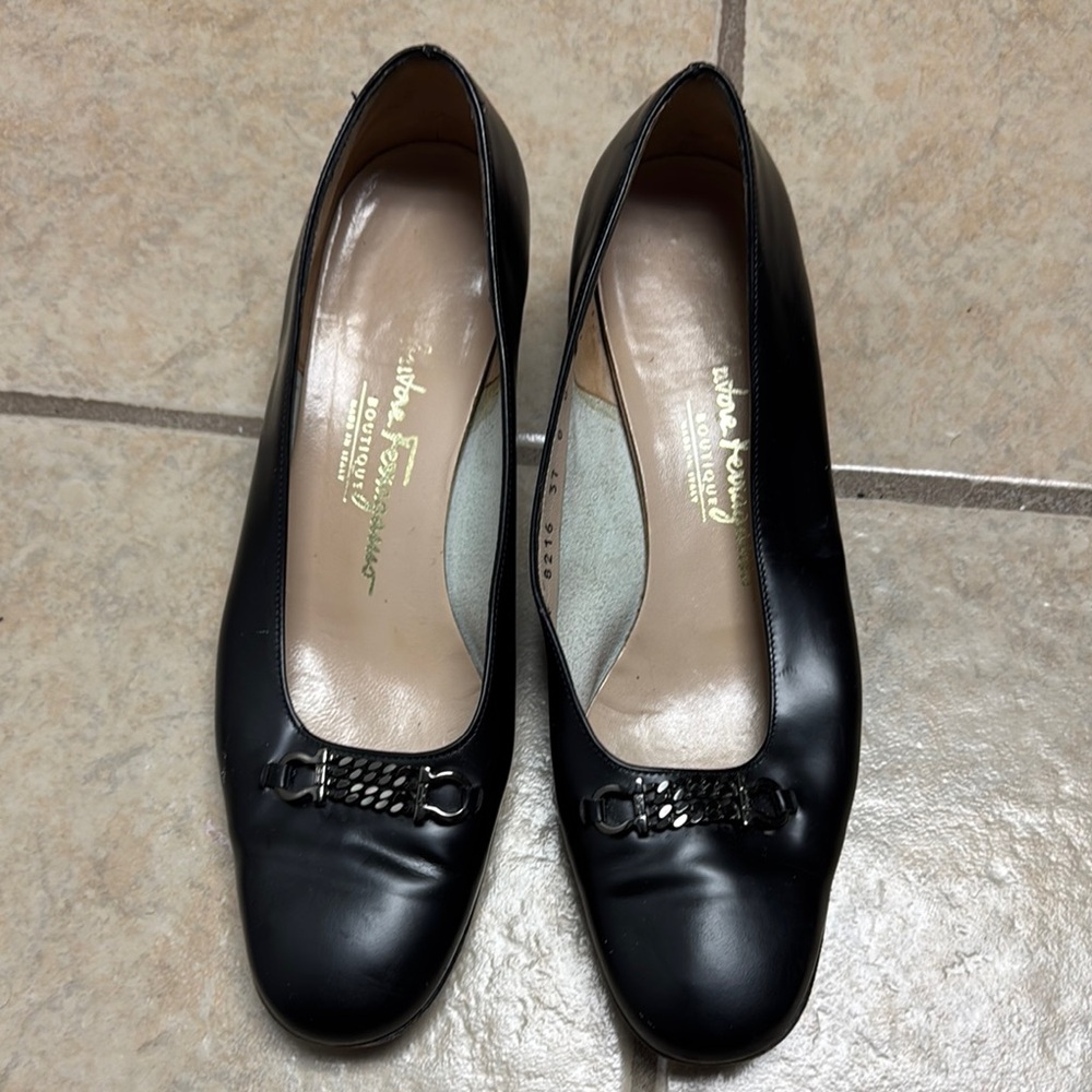 Salvatore Ferragamo Black Leather Loafers